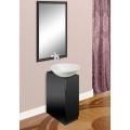 Modern Glass Black Vanity, Mirror and China Bianco Natural Stone Bowl