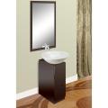 Modern Mahogany Vanity, China Bianco Natural Stone Bowl, Mirror