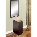 Modern Mahogany Vanity, White Travertino Natural Stone Bowl, Mirror