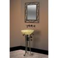DreamLine Wrought Iron Stand/ Rectangular Iron Mirror/ Honey Onyx Sink