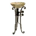 DreamLine Wrought Iron Stand/ Oval Iron Mirror/ Emperador Light Sink
