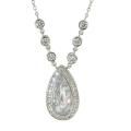 Sterling Silver White Cubic Zirconia Teardrop Necklace