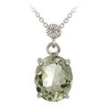Glitzy Rocks Silver Green Amethyst and Diamond Accent Necklace