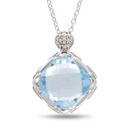 Sterling Silver Blue Topaz Diamond Accent Necklace (G-H, I3)