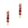 10k Yellow Gold Square-cut Pink Topaz Hoop Earrings