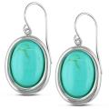 Sterling Silver Oval-cut Turquoise Hook Earrings