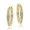 Icz Stonez 18k Yellow Gold over Sterling Silver Cubic Zirconia Hoop Earrings