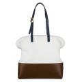 Fendi Navy/White Colorblock Leather Shopper Bag