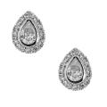 Sterling Silver Clear Cubic Zirconia Teardrop Stud Earrings