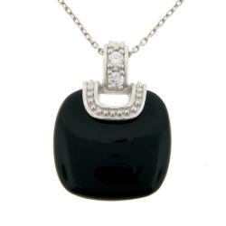 Meredith Leigh Sterling Silver Onyx and Cubic Zirconia Necklace