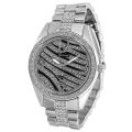 Geneva Platinum Women's Rhinestone Striped Face Link Watch
