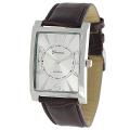 Geneva Platinum Men's Genuine Leather Strap Watch