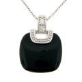 Meredith Leigh Sterling Silver Onyx and Cubic Zirconia Necklace