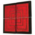 Textured Black and Red Wall Panels (Set of 4)