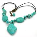 Wased Cotton Hand-knotted Turquoise Necklace (China)