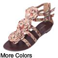 Journee Collection Women's 'Sprout-77' Floral Print Low Wedge Sandals