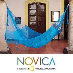 Nylon 'Blue Heaven' Large Deluxe Hammock (Mexico)