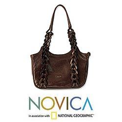 Leather 'Peruvian Braids' Shoulder Bag (Peru)