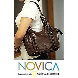 Leather 'Peruvian Braids' Shoulder Bag (Peru)