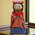 Handcrafted Pinewood 'Solola Lady' Display Doll (Guatemala)