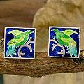 Sterling Silver 'Verdant Singer' Cufflinks (India)