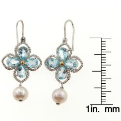 Meredith Leigh Sterling Silver Pearl and Blue Topaz Earrings