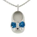 Meredith Leigh Sterling Silver Cubic Zirconia Baby Shoe Necklace