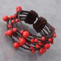 Cotton Contempo Criss Cross Wrap Red Coral Cuff (Thailand)