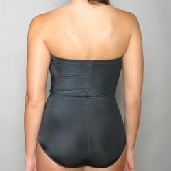 Jantzen Women's Black Leaf-print 1-piece Bandeau Swimsuit