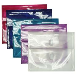 Plastic Blue 2-pocket Booklet Envelope with Velcro Closure (Pack of 12 )