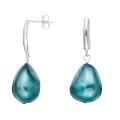 O Jewelry Sterling Silver Blue Baroque Pearl Earrings (13-14 mm)