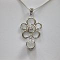 Sterling Silver Moonstone Hanging Flower Necklace (Thailand)