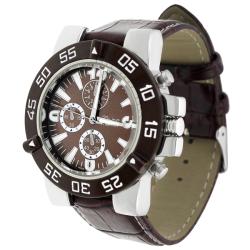 Geneva Platinum Men's Genuine Leather Buckle Watch