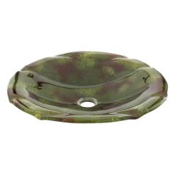 Geyser Green Tempered Glass Bathroom Vessel Sink and Faucet Combo