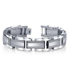 Stainless Steel Men's Diamond-cut Link Bracelet
