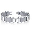 Stainless Steel Men's Diamond-cut Cross Link Bracelet