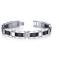Stainless Steel and Black IP Men's Cubic Zirconia Bracelet