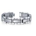 Stainless Steel Men's Diamond-cut Link Bracelet