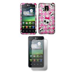 T-Mobile G2x/ LG Optimus 2X Pink Skull Protector Case with Screen Protector
