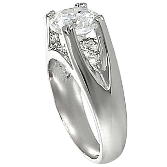 Journee Collection Silvertone Prong-set Round-cut CZ Ring
