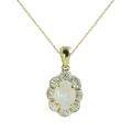 Gems for You 10k Yellow Gold Opal and Diamond Accent Necklace