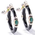 Michael Valitutti Two-tone Black Onyx, Malachite and Sapphire Earrings