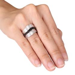 Sterling Silver Round-cut Black Spinel Fashion Ring