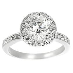 Journee Collection Silvertone Pave-set Round-cut CZ Ring