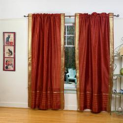Rust Sheer Sari 84-inch Rod Pocket Curtain Panel Pair (India)