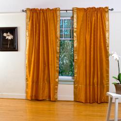 Mustard Yellow Sheer Sari 84-inch Rod Pocket Curtain Panel Pair (India)