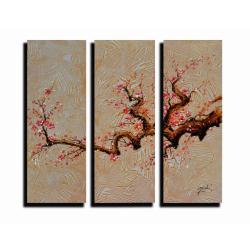 'Winter Plum' Oil Paint 3-piece Canvas Art Set