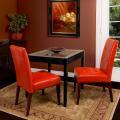 Tufted Burnt Orange Leather Dining Chair (Set of 2)