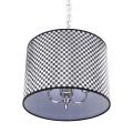 Black and White Checkered Shade 3-light Chrome Chandelier