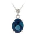 Glitzy Rocks Silver London Blue Topaz Diamond Accent Necklace (I-J, I2-I3)